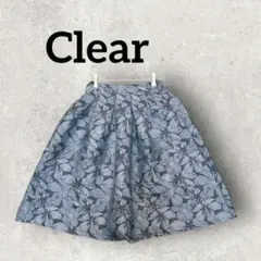 Clear ジャガードスカート 花柄スカート ヒザ下 ふんわり (F) ブルー系のサムネイル