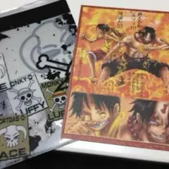 ONE PIECE クリアファイル&BIGポストカードのSET エース&ルフィ
