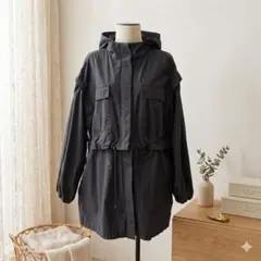 【チャオパニックティピー】8way袖ボリュームミドル丈マンパ　ブラック