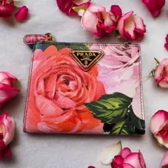 ドルチェ＆ガッバーナ 三つ折り財布 ローズプリント エナメル 付属品