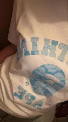 A BATHING APE ロゴ Tシャツ ホワイト ブルー 袋付き タグあり