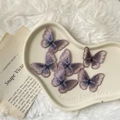 ハンドメイド資材　紫色の蝶の刺繍パーツ セット