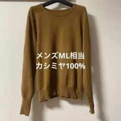 カシミヤ100% クルーネックニット ブラウン メンズM-L相当