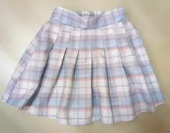キッズチェック柄プリーツミニスカート 130cmブルー系