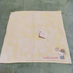 LAURA ASHLEY ハローキティ刺繍 タオルハンカチ 黄色 新品