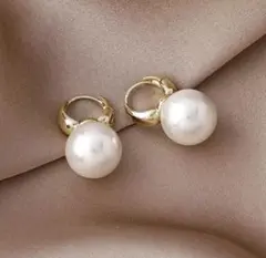パール ピアス ゴールド フープ 大粒 ピンクゴールド 一粒 韓国 お洒落 上品