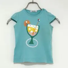 n1658 【ファミリア】 キッズ Tシャツ 110 グリーンブルー 日本製