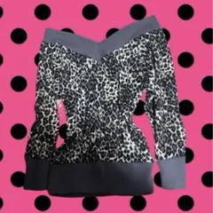 ヒョウ柄 y2k 長袖 平成ギャル グランジ vネック オフショル セーター
