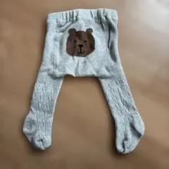 GAP グレー クマ刺繍 ベビータイツ 0-12M