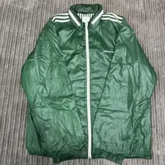 adidas グリーン ナイロンジャケット　3本ライン