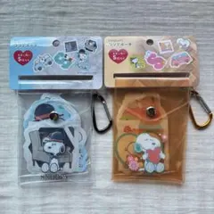 【新品未開封・匿名配送】SNOOPY ステッカー付きクリアポーチ 2点セット