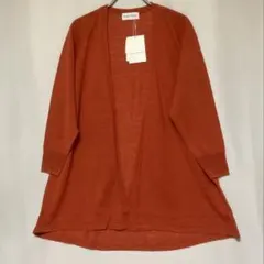 ヒューマンウーマン　カーディガン　ロング　オレンジ　七分袖　薄手
