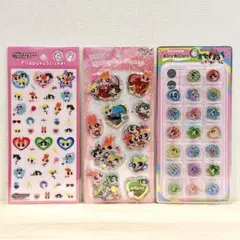 パワーパフガールズ 3点 ★ カプセルシール ぴたぷくステッカー おはじきシール