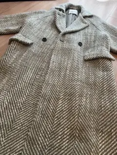 ウール混合 ヘリンボーン ロングコート