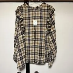 A HAPPY MARILYN チェック柄フリル長袖シャツ 5L〜6Lのサムネイル