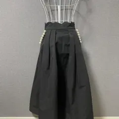 パールポケット　フレアロングスカート ブラック　ゆったり　着回し　秋冬　b27