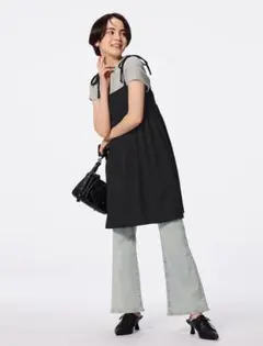 【新品】GU テクスチャーキャミソールミニワンピース Sサイズ ブラック