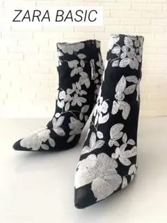 ZARA BASIC【完売】花刺繍ショートブーツのサムネイル