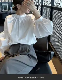 SELECTMOCA by son ボリュームギャザースリーブブラウス　ホワイト