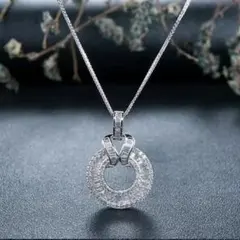 高品質　リング型　シルバー　エレガントネックレス