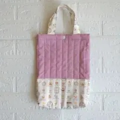 ハンドメイド　上靴入れ　手提げバッグ　スイーツ柄　白×ピンク