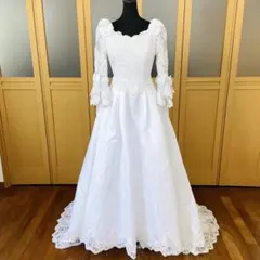 美品✨定価25万円✨ホワイト✨ウェディングドレス✨7号✨長袖✨パール✨レトロ✨