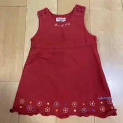 【美品】mikiHOUSE ワンピース　100 花柄　赤　女の子　ノースリーブ