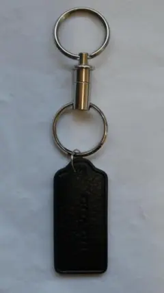 COACH 黒レザータグ付き クイックリリース式キーホルダー