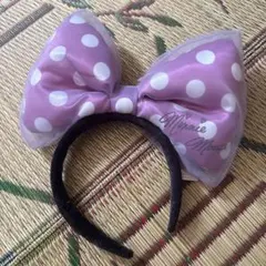 ミニーマウス 紫色の水玉カチューシャ