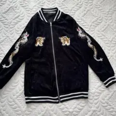 【美品】Duk Kah デュカ黒スカジャン　ベルベット　リバーシル　虎、龍刺繍