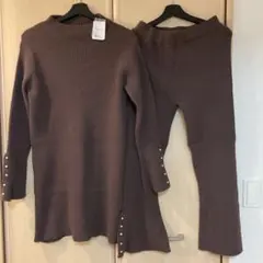 LOWRYS FARMブラウンリブ編みセットアップ