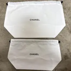 シャネル CHANEL ラッピング ホワイト コットン 巾着 2セット