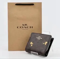 COACH コーチ ウッドストック柄 二つ折り財布 COACH×PEANUTS