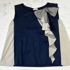 LANVIN en Bleu ランバン　ブラウス　リボン　フリル　立体　38