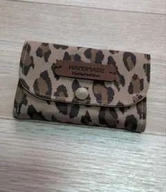 ハンドメイド　豹柄ミニ財布