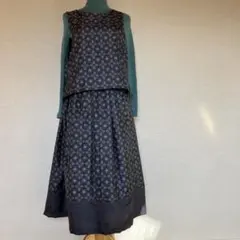 j*.様 0120 　大島紬　着物リメイク　 ベストとロングスカート　セットアッ