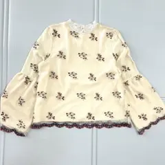 alicia PAGEBOY 花柄刺繍 キャンディースリーブ ブラウス フリー