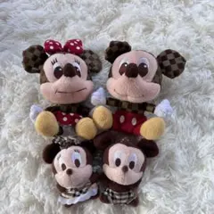 ミッキー＆ミニーぬいぐるみ2ペアディズニーベビーチェック柄