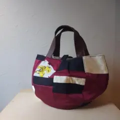 帯リメイク パッチワークバルーンバッグ