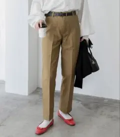 ボンルシール　ハイウエストセンタープレスベイカーパンツ　チノ
