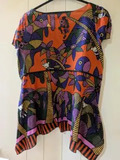 抽象植物柄 半袖Tシャツ オレンジのサムネイル