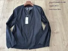 未使用品 コムサイズム デニム生地 バンドカラーブルゾン Yネイビー Lサイズ