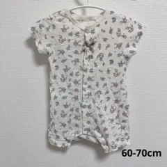 2304 ベビー ロンパース 60-70 半袖 花柄 小花柄 夏 ピンク 水色