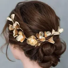 ブライダル　ヘッドドレス　ウェディング　ゴールド　ヘアアクセサリー　髪飾り