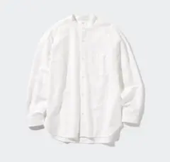 【新品タグ付】ユニクロ コットンリネンスタンドカラーシャツ