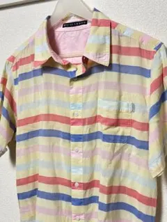 BILLABONG（ビラボン）淡色カラーマルチストライプ半袖シャツ・XLのサムネイル