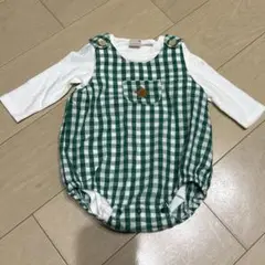 petitmain 80cm チェックサロペットセット
