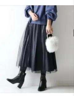 spick&span 4way サテン　チュールロングプリーツスカート　36