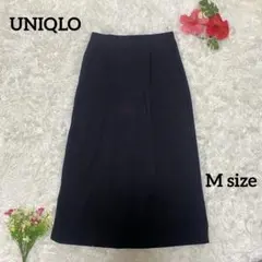 【UNIQLO】ストレッチダブルフェイススリットスカート【M】黒 前側スリット