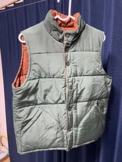 リバーシブルパッド入りベスト グリーン/ブラウン